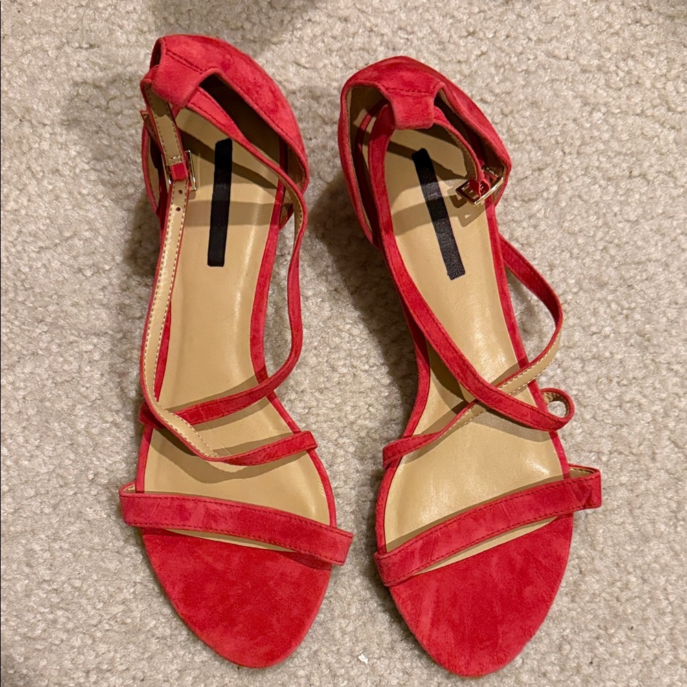 Elegant Red / Pink Strappy Sandals Talbots